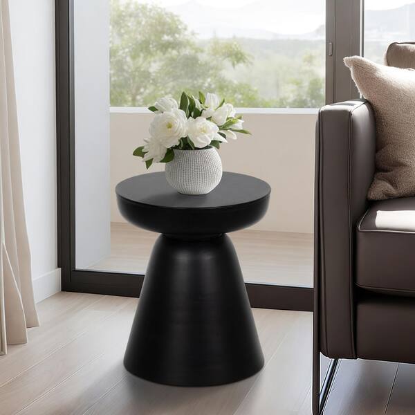 Benjara 16 in. Black Wood Sleek Round End Table with Durable Design