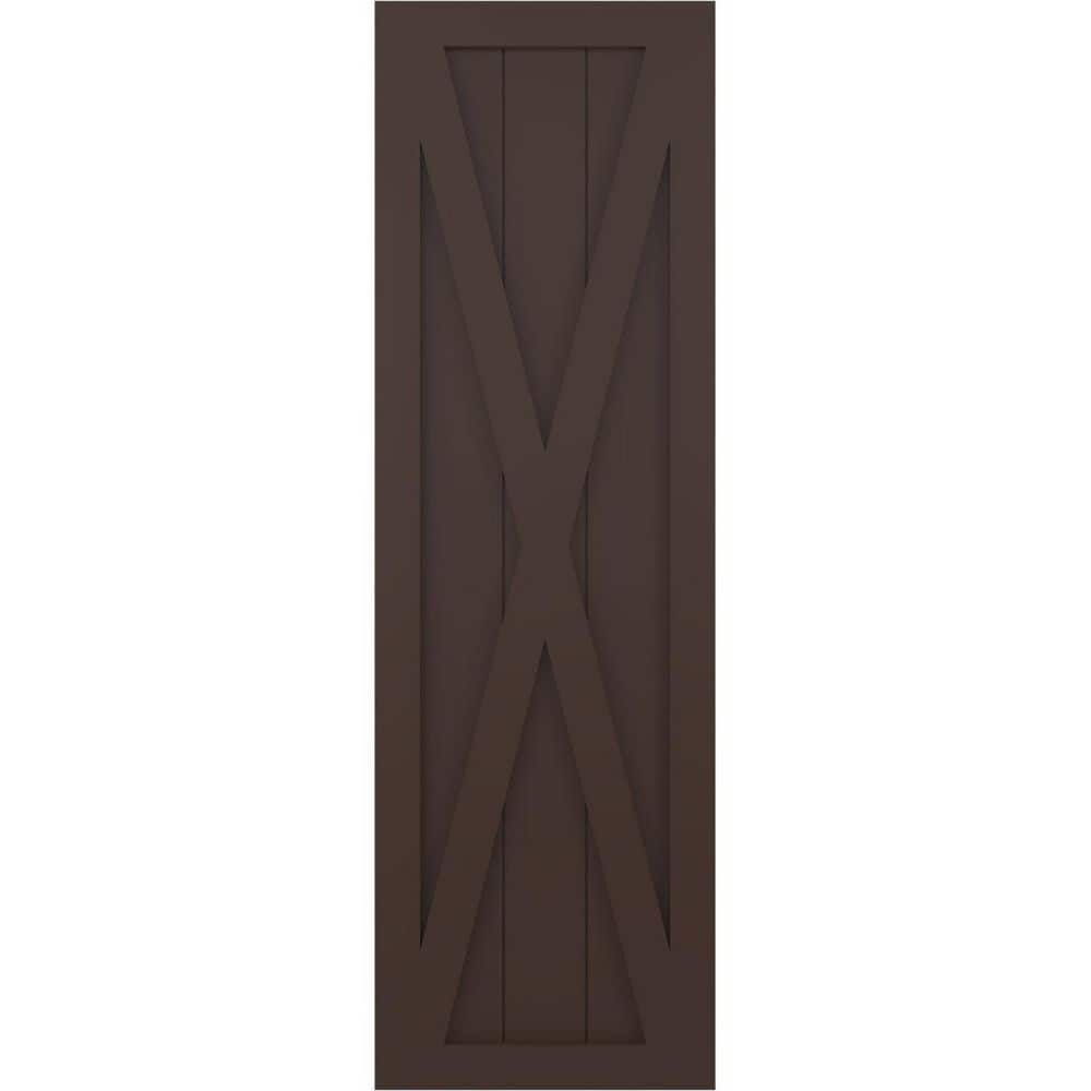 12 in. x 40 in. True Fit PVC Single X-Board Farmhouse Fixed Mount Board and Batten Shutters Pair in Raisin Brown price history on PriceWatchPro