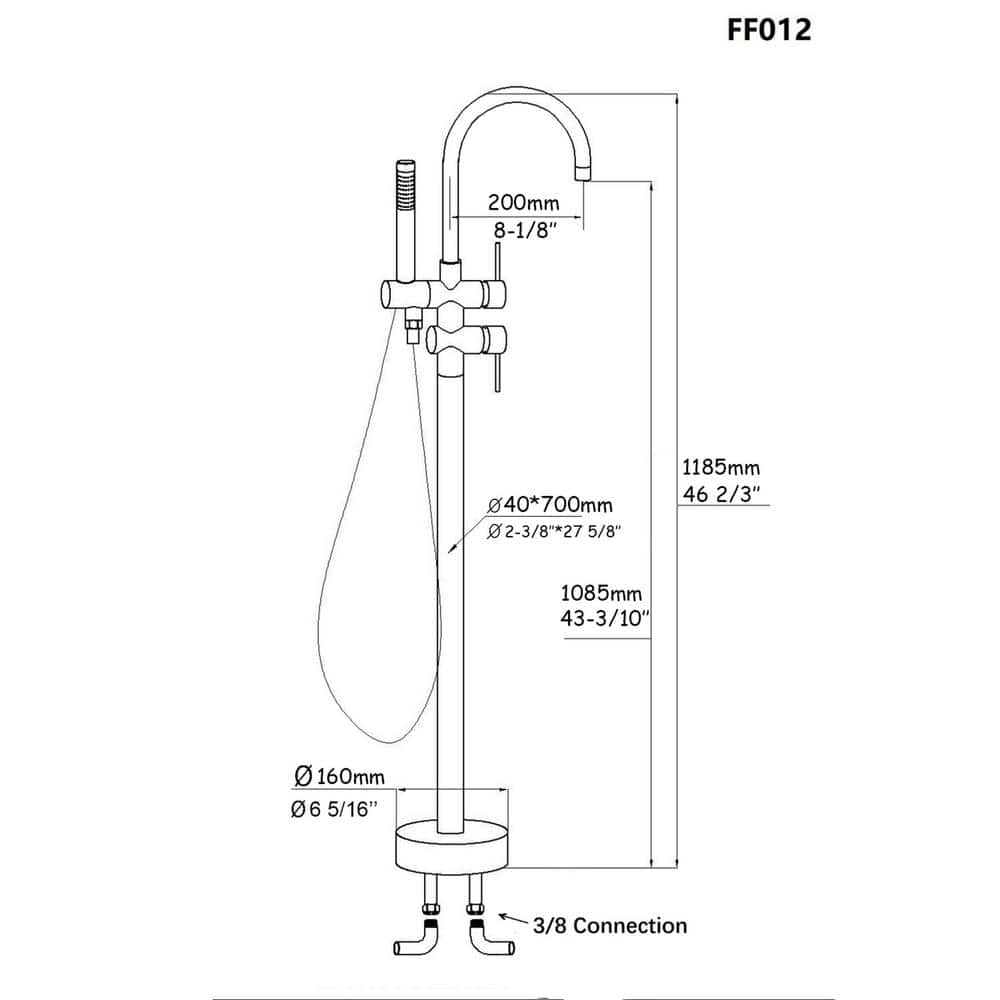 Brushed Nickel Freestanding Tub Filler with Hand Shower