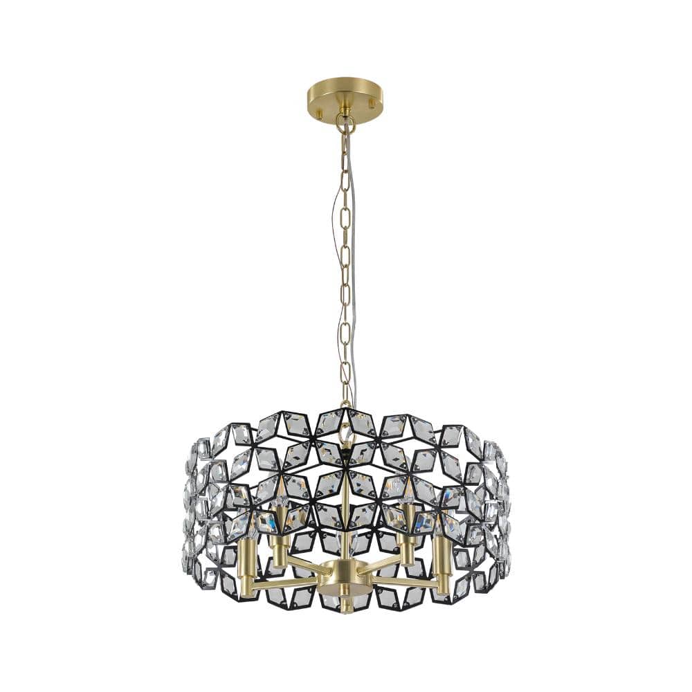 "19"" Modern 5-Light Geometric Crystal and BlackGold Round Chandelier" price history on PriceWatchPro