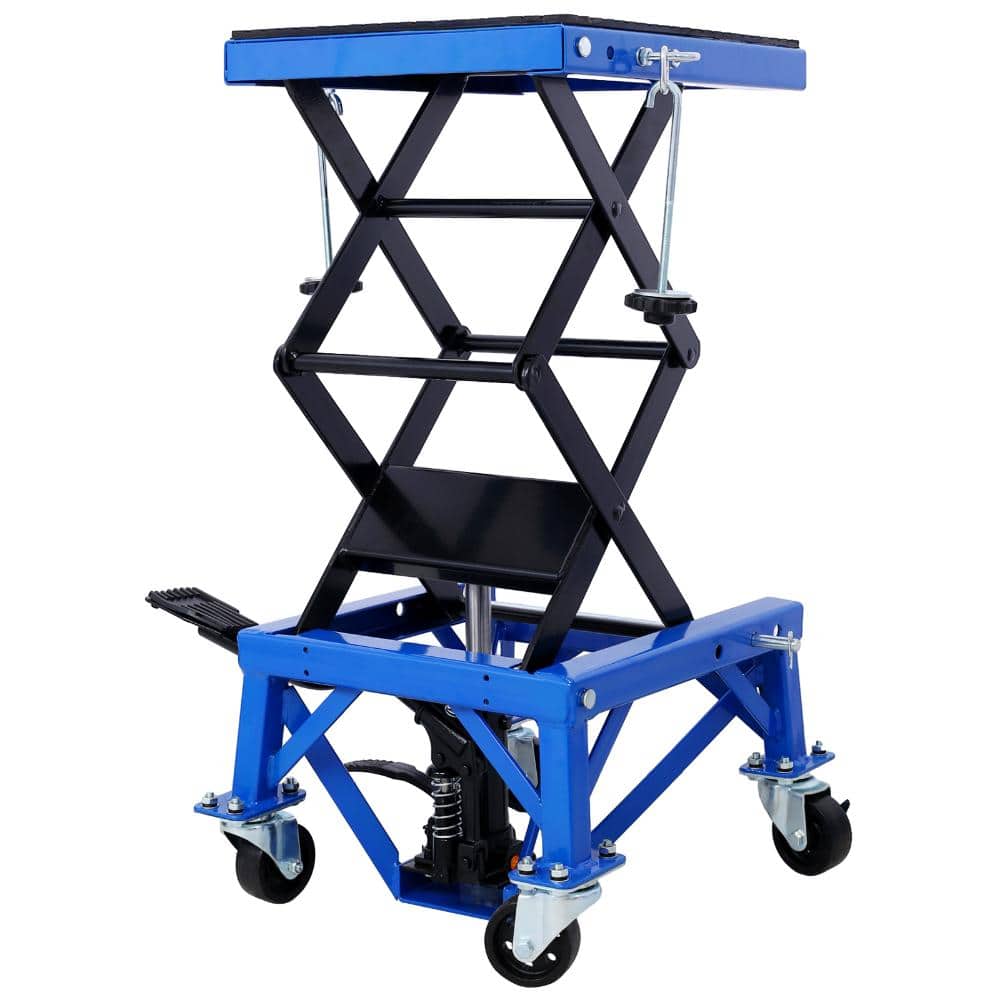 300 lbs Hydraulic Motorcycle Scissor Jack Lift with Foot Step and Wheels, Blue, Suitable for Small Dirt Bikes price history on PriceWatchPro