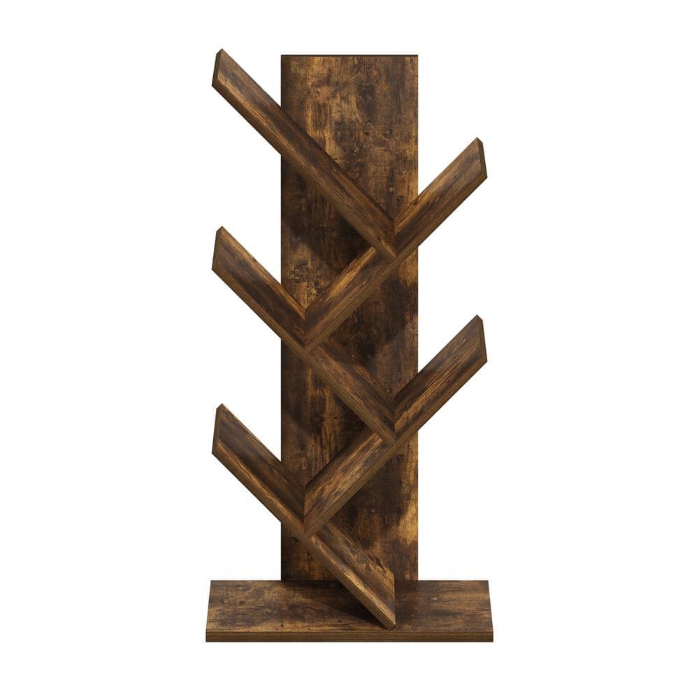 Amber Pine 5-Tier Tree Bookshelf with Rustic Finish