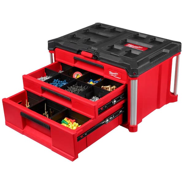 Milwaukee PACKOUT 22 in. Modular 3 Drawer Multi Drawer Tool Box with Metal Reinforced Corners and 50 lbs. Capacity 48 22 8447 The Home Depot
