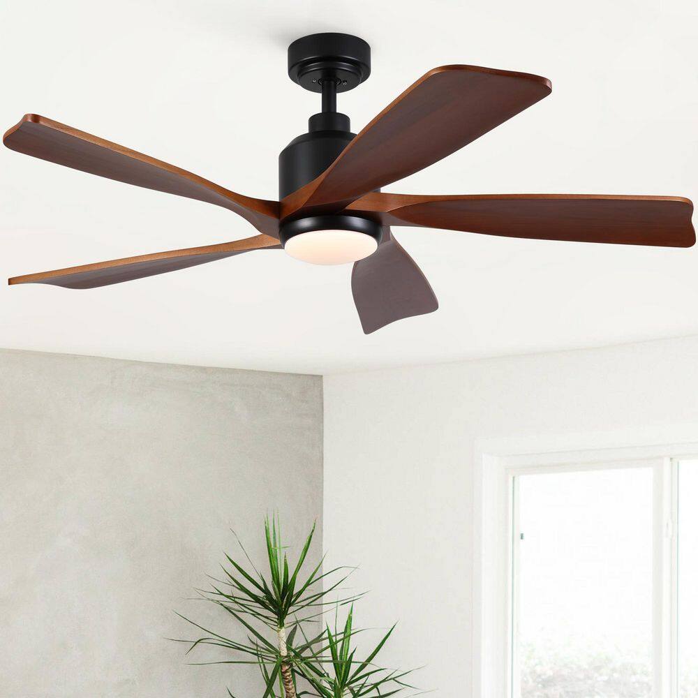 TeakAura 52 in. Indoor Matte Black Standard Ceiling Fan with Light, Remote Control Included and Walnut Wood Blades price history on PriceWatchPro