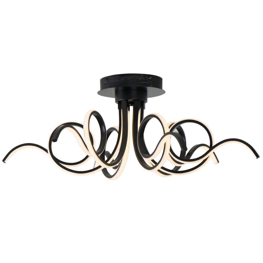 32 in. 6-Light Black Flower LED Semi-Flush Mount for Bedroom Kitchen Foyer, LED 3000K Triac Dimmable price history on PriceWatchPro