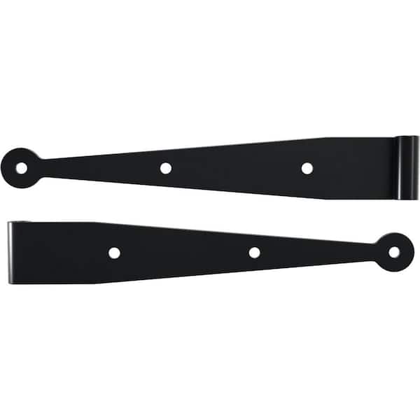 SteelTek Strap Hinge 10-in W with 0-in Offset (Sold as Pair), 304 Stainless Steel, Powder Coated Black