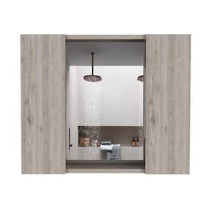 23.6 in. W x 19.5 in. H Gray Rectangular Particle Board Recessed or Surface Mount Medicine Cabinet with Mirror