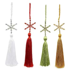 Tassel Multi-Colored Snowflake Hanging Decoration Christmas Ornament (4-Pack)