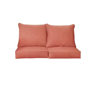 22.5 in. x 22.5 in. Sunbrella Deep Seating Indoor/Outdoor Loveseat Cushion in Cast Coral