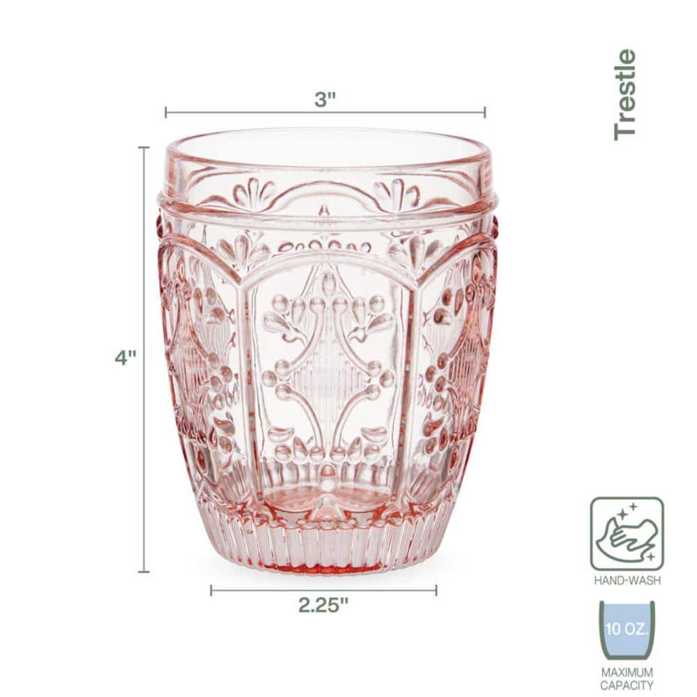 Blush Ridged Glass Lowball Set of Four