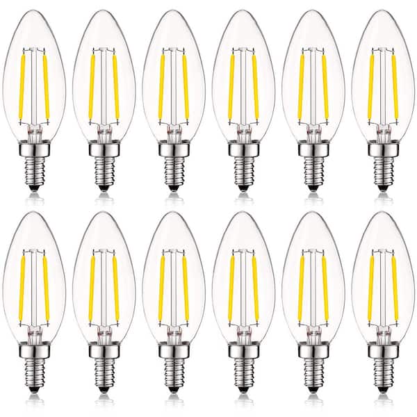 LUXRITE 40-Watt Equivalent B10 Vintage Dimmable 400 Lumens LED Bulbs 4000K Cool White (12-Pack)