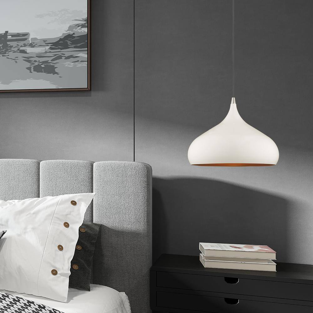 Shiny White and Gold Mini Aluminum Pendant Light