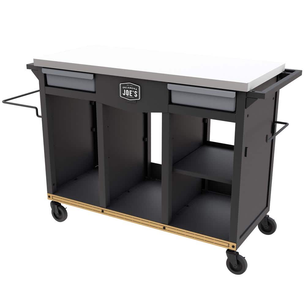 Oklahoma Joe's Black Steel Prep and Storage Cart with Wheels