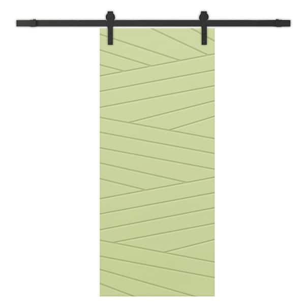 CALHOME 42 in. x 80 in. Sage Green Painted Composite MDF Paneled Interior Sliding Barn Door with Hardware Kit