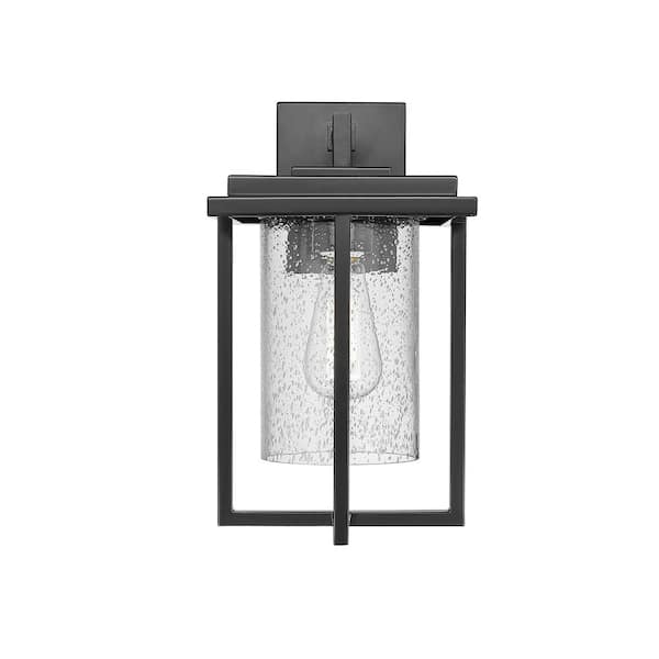 Millennium Lighting Adair 1-Light 8 in. Powder Coated Black Outdoor with Clear Seeded Glass