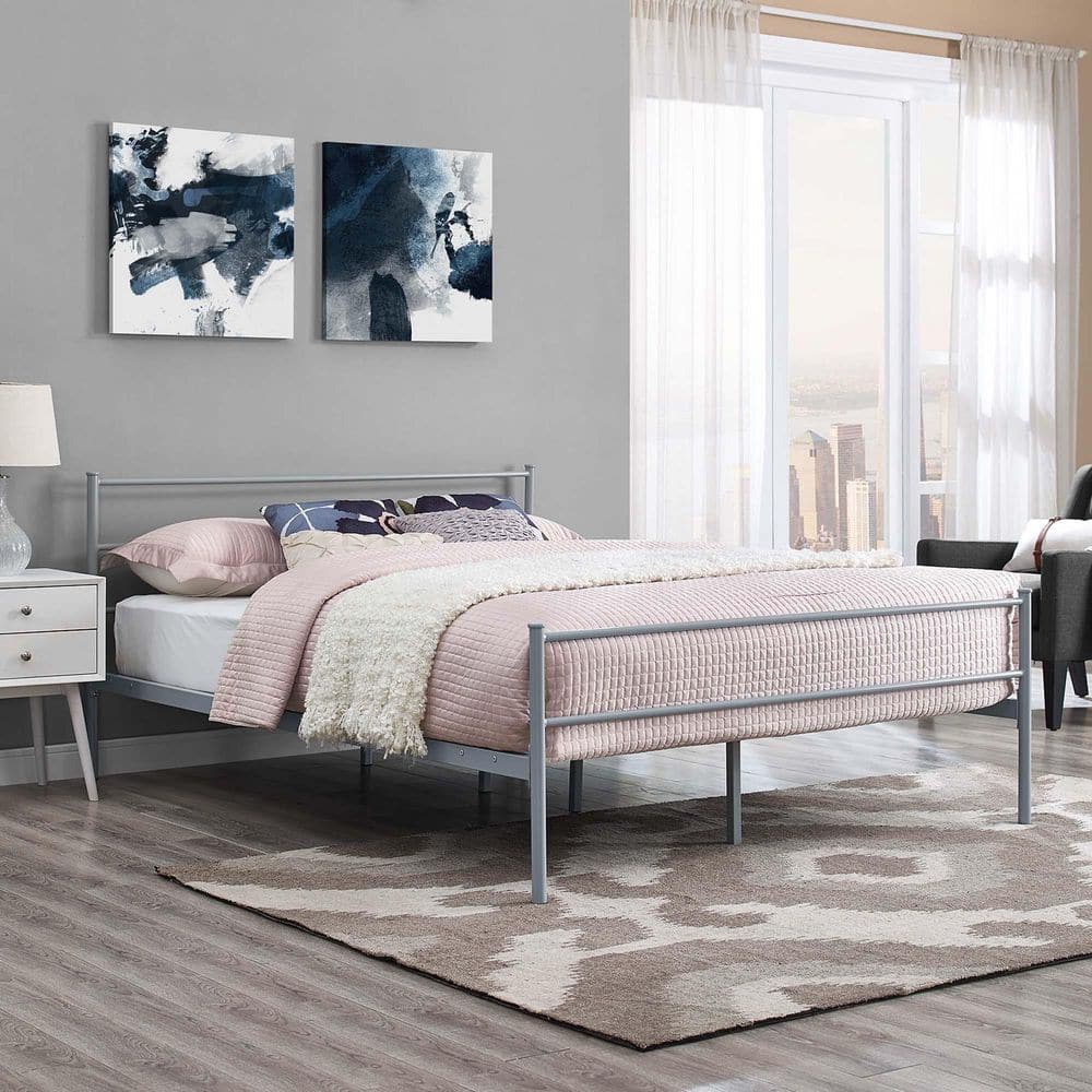 Alina Gray Metal Frame Queen Platform Bed with Headboard price history on PriceWatchPro