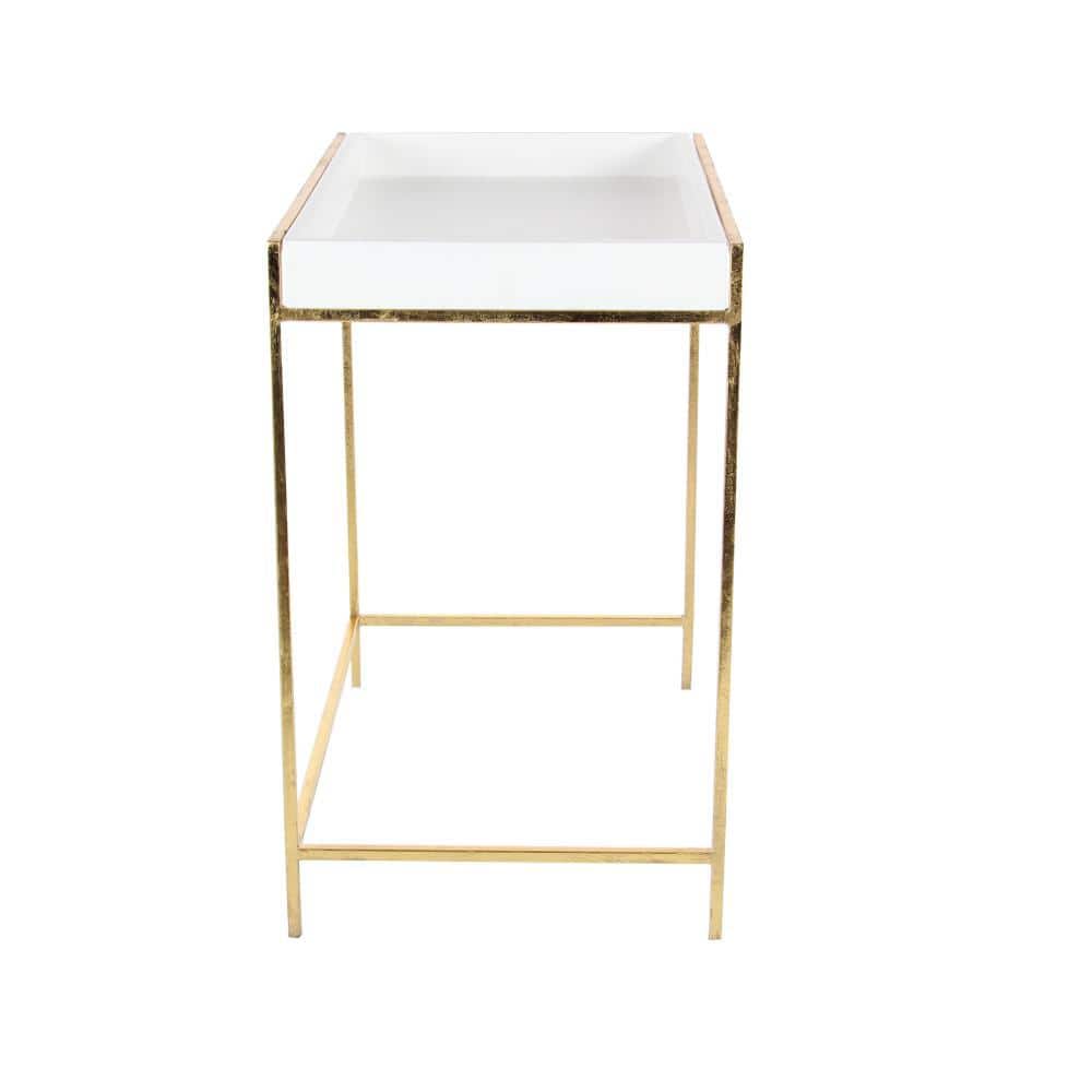 White and Gold Polished Nesting Console Tables, Set of 2