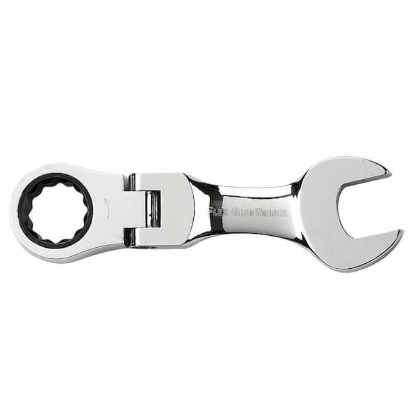 GEARWRENCH 7/16 in. SAE 72-Tooth Stubby Flex Head Combination Ratcheting Wrench