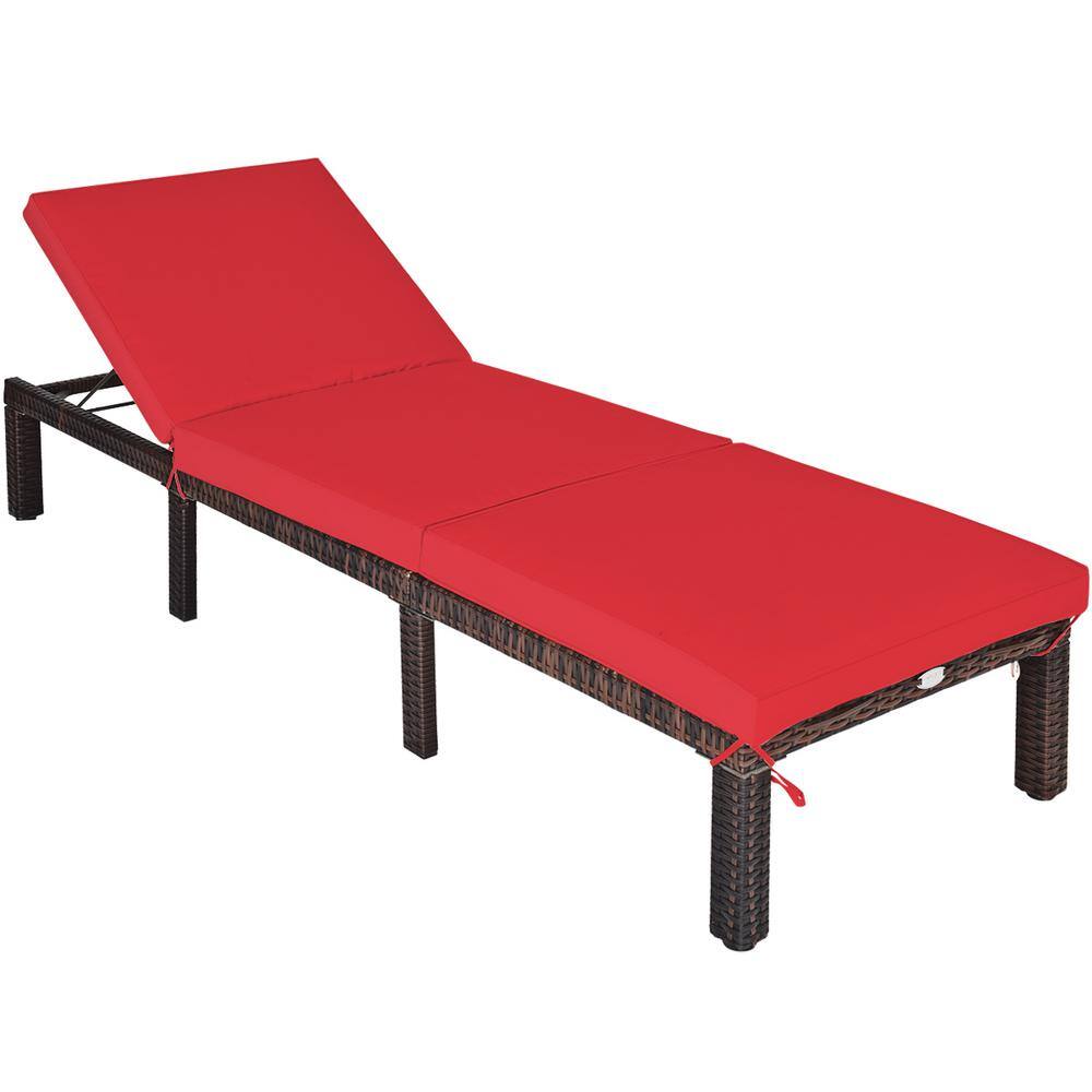 Mix Brown Frame Wicker Outdoor Chaise Lounger with Red Cushion and Adjustable Backrest price history on PriceWatchPro