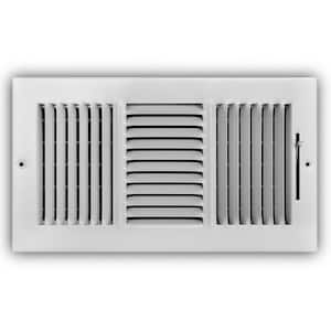 12 in. x 6 in. 3-Way Steel Wall/Ceiling Register in White