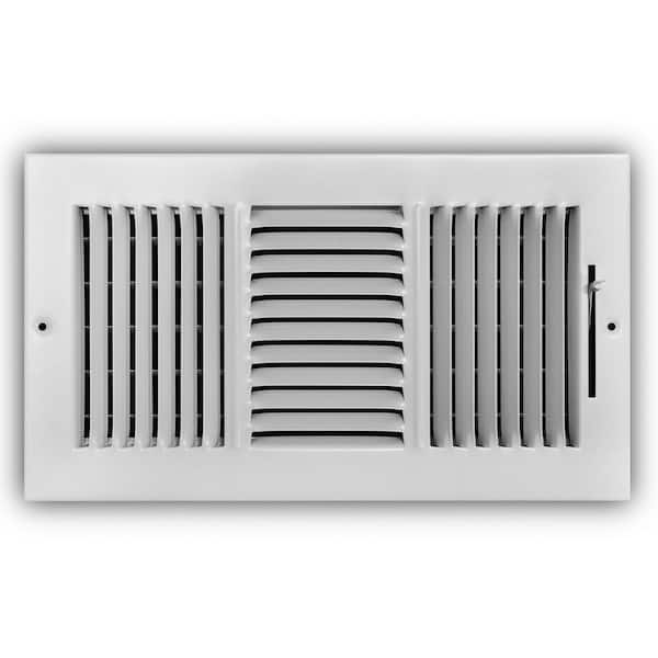 Photo 1 of 12 in. x 6 in. 3-Way Steel Wall/Ceiling Register in White