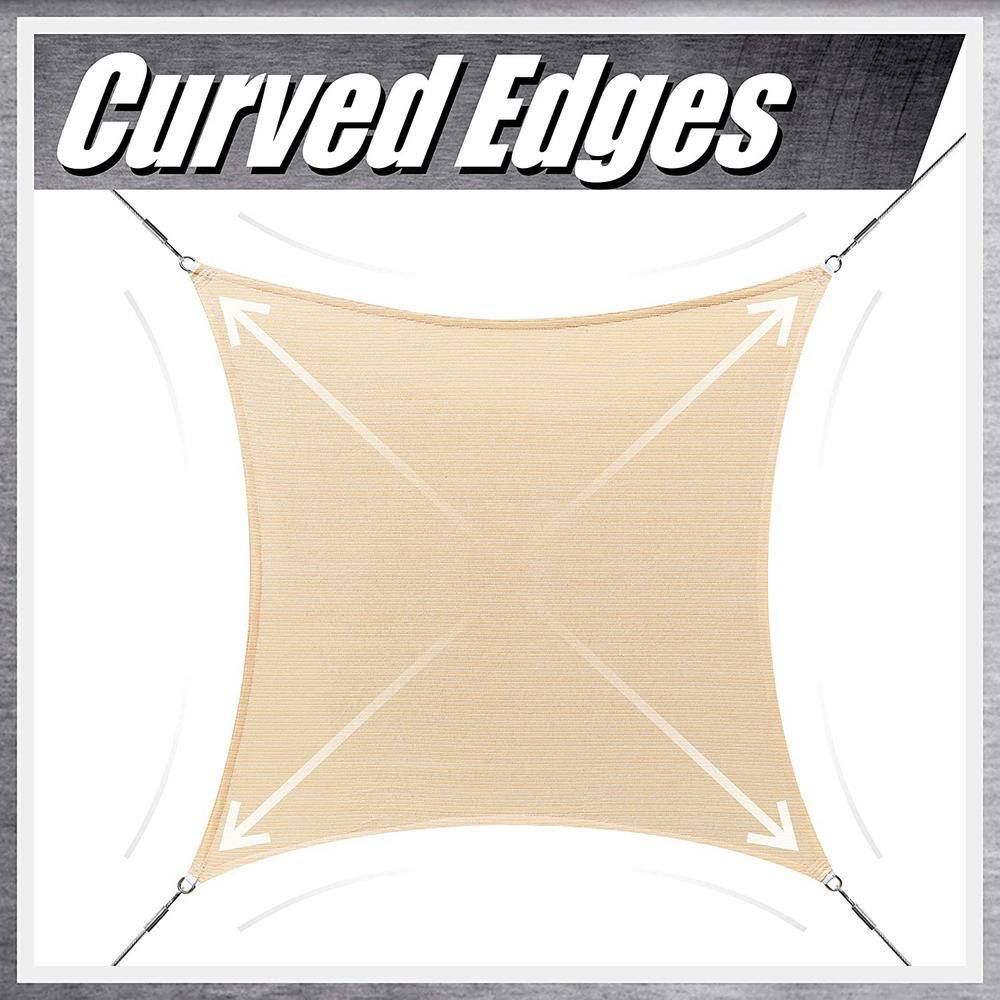 Beige 12' x 8' Rectangle HDPE Sun Shade Sail Canopy