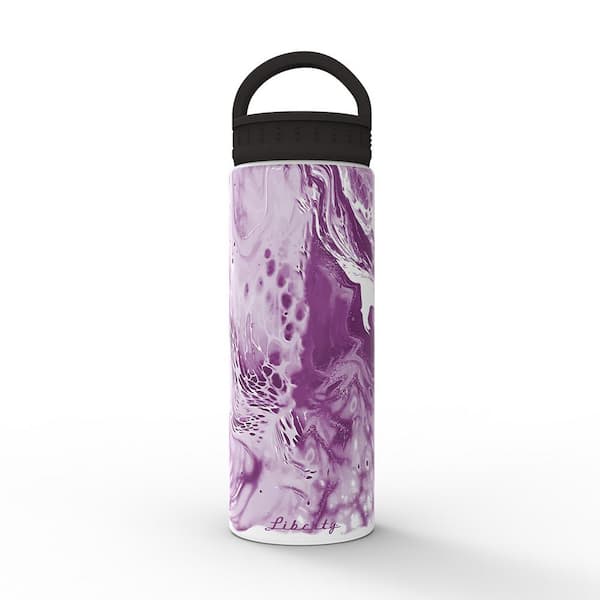 Liberty 20 oz. Cobalt Swirl Flat White Insulated Stainless Steel Water Bottle with D-Ring Lid