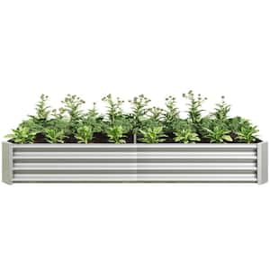 Large 71 in. L Silver Metal Rectangular Outdoor Raised Garden Bed Vegetables Flowers Planter Bed (1-Pack)