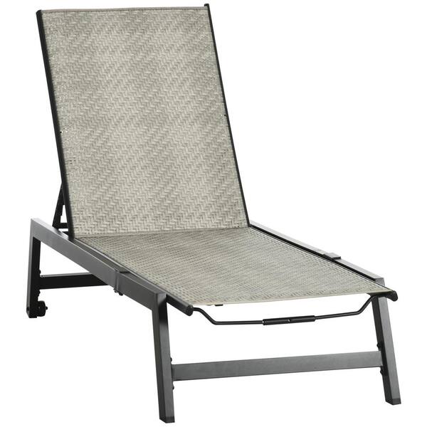 Outsunny Mixed Gray 1-Piece Waterproof Rattan Wicker Outdoor Chaise Lounge