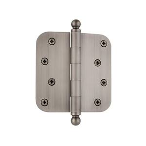 4 in. Ball Tip Residential Hinge with 5/8 in. Radius Corners in Antique Pewter