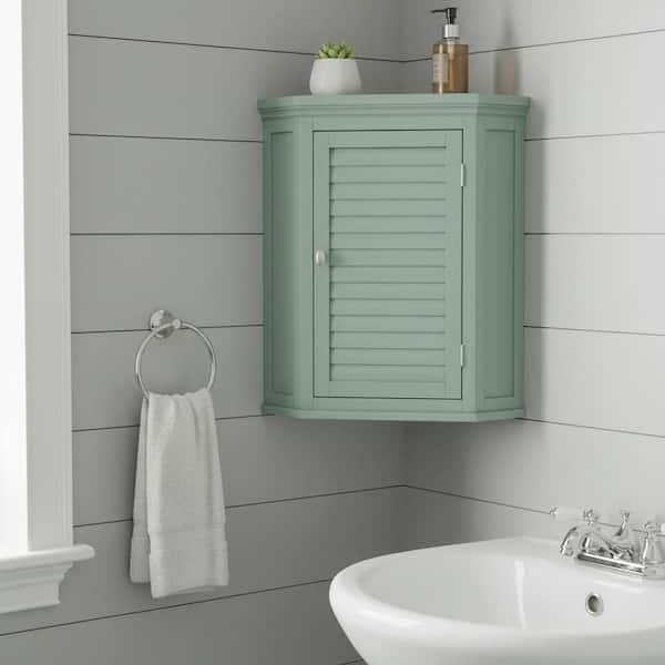 Teamson Home Glancy 15 in. W x 22.52 in. D x 24.02 in. H x Bathroom Storage Wall Cabinet in Sage Green