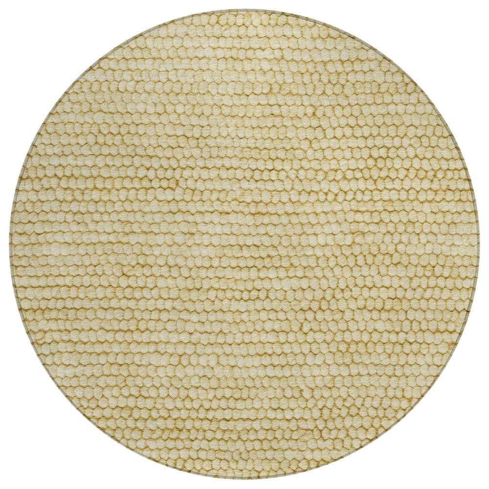 Chantille Machine Washable Indoor/Outdoor Abstract ACN2719 Gold 8 ft. x 8 ft. Round Rug price history on PriceWatchPro