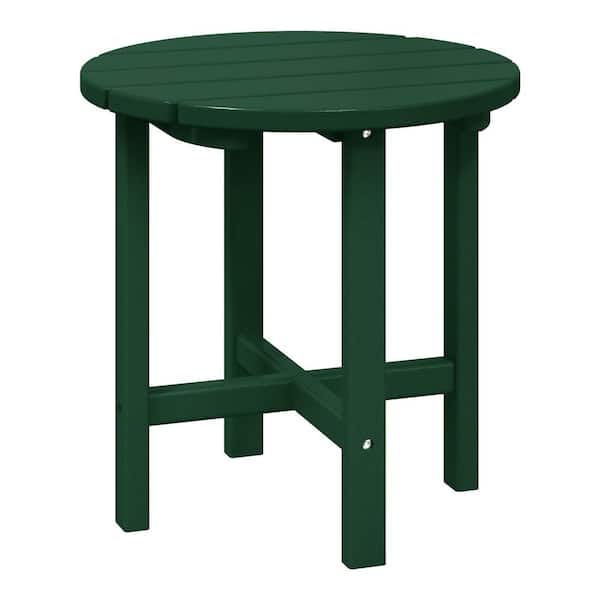 WESTIN OUTDOOR Mason 18 in. Dark Green Poly Plastic Fade Resistant Outdoor Patio Round Adirondack Side Table