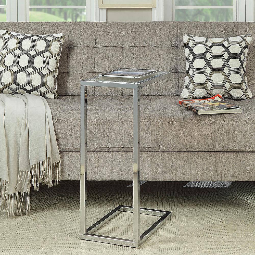 Chrome and Clear Glass Rectangular End Table, 26 in.