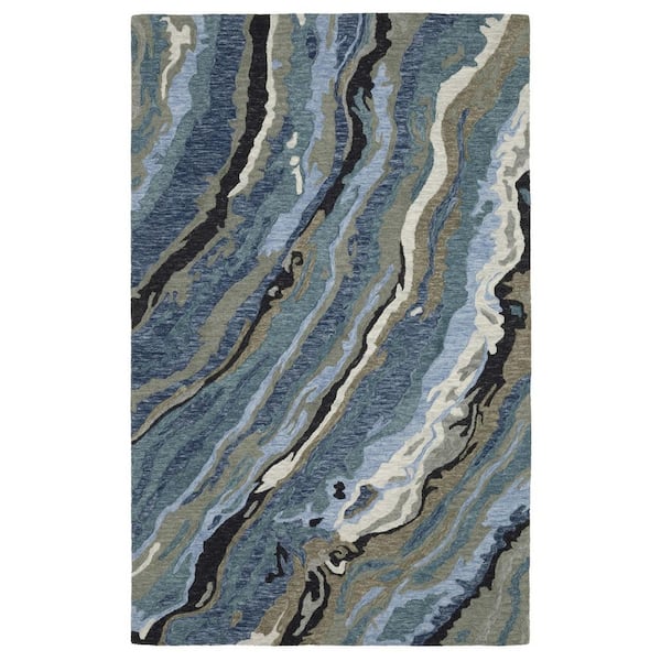 8 ft. x 10 ft. Blue, Teal Abstract Washable Area Rug