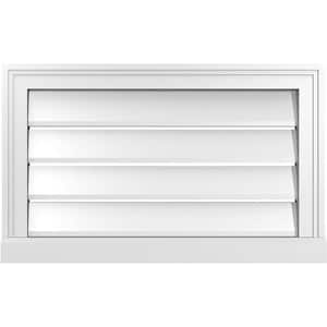 26 in. x 16 in. Vertical Surface Mount PVC Gable Vent: Functional with Brickmould Sill Frame