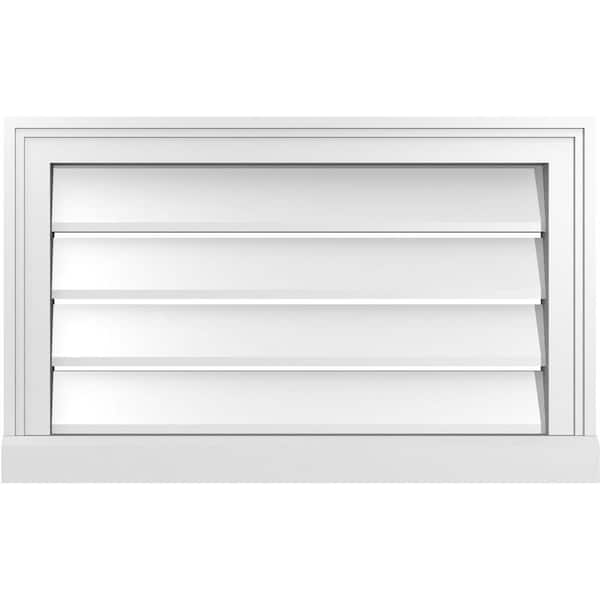 Ekena Millwork 26 in. x 16 in. Vertical Surface Mount PVC Gable Vent: Functional with Brickmould Sill Frame