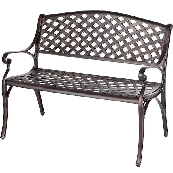 Unbranded 40 in. Antique Bronze Cast Aluminum Outdoor Bench