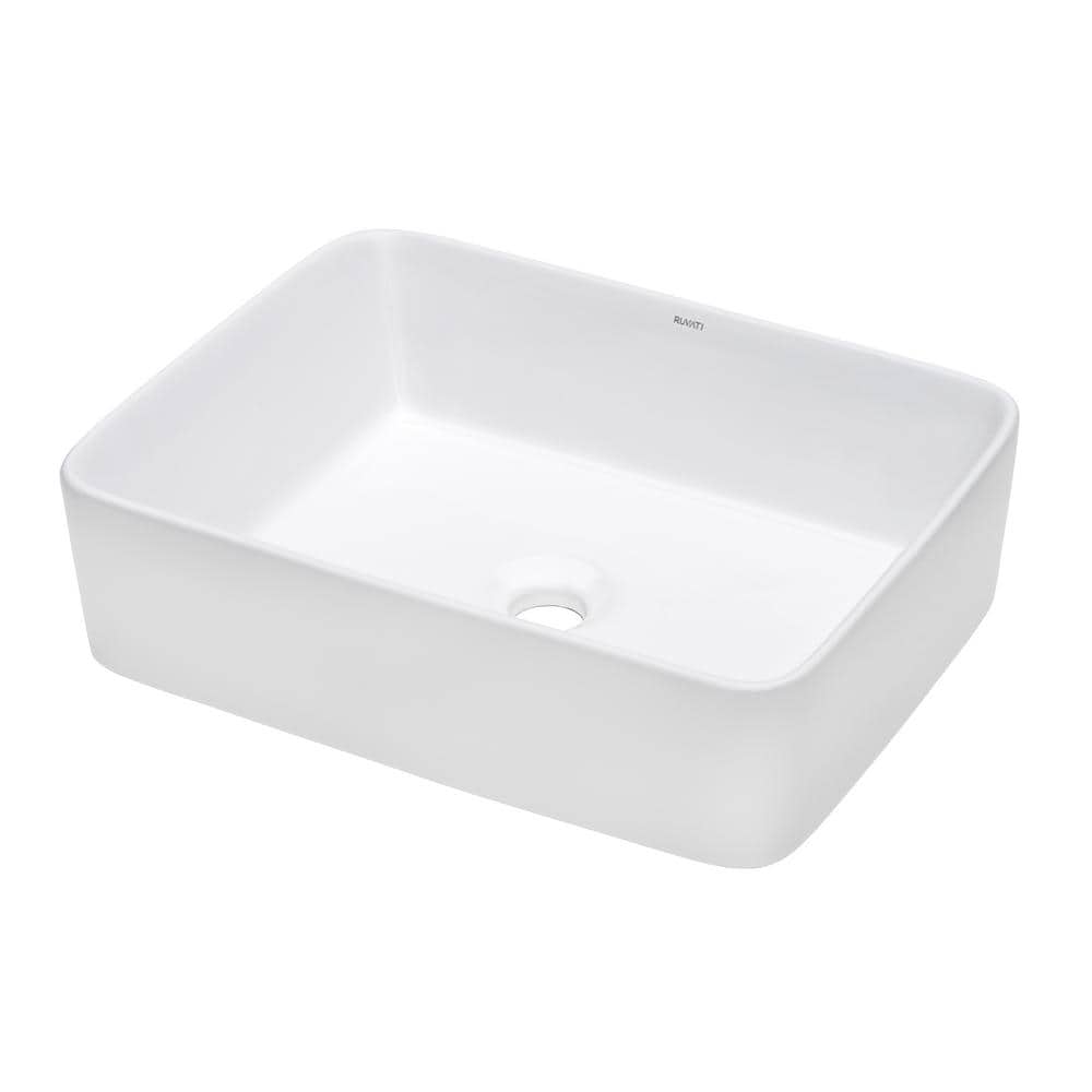 Ruvati 19'' White Ceramic Rectangular Above-Counter Vessel Sink