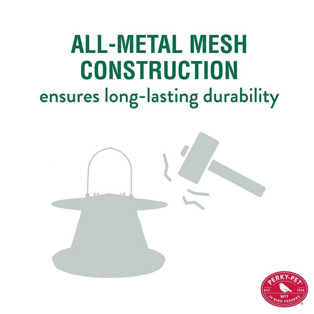 Red Metal Hanging Bird Feeder with Mesh Design