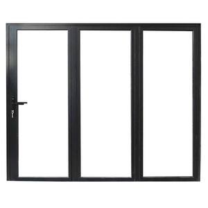 Teza 85 Series 96 in. x 80 in. Matte Black Left to Right Folding Aluminum Bi-Fold Patio Door