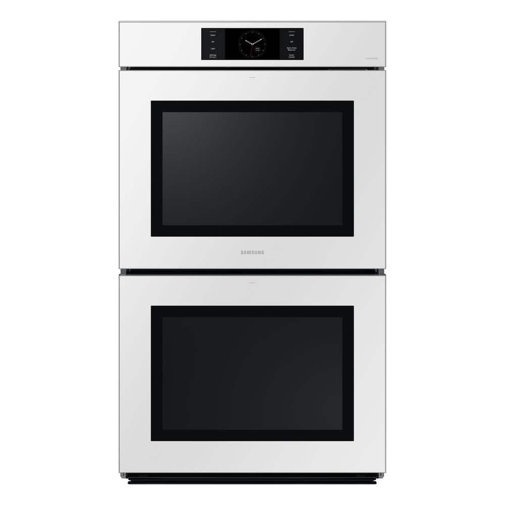 "Bespoke 30"" Double Wall Oven with AI Pro Cooking Camera in White Glass"