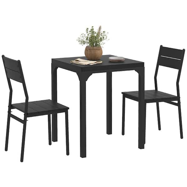 Tenleaf 3-Piece Metal Outdoor Bistro Set with Black Seats, MDF Tabletop