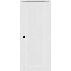 1-Panel Shaker 18 in. W. x 80 in. Right Hand Active Bianco Noble Wood DIY-Friendly Single Prehend Interior Door