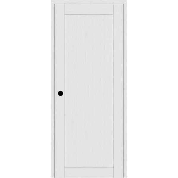 Belldinni 1 Panel Shaker 30 in. x 84 in. Right Hand Active Bianco Noble Wood DIY-Friendly Single Prehung Interior Door