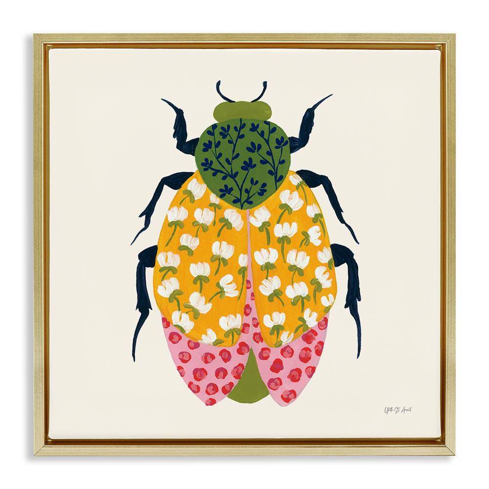 Mixed Blooms Beetle by Yvette St. Amant Gold Floater Frame Animal Graphic Art Print 18 in. x 18 in. price history on PriceWatchPro