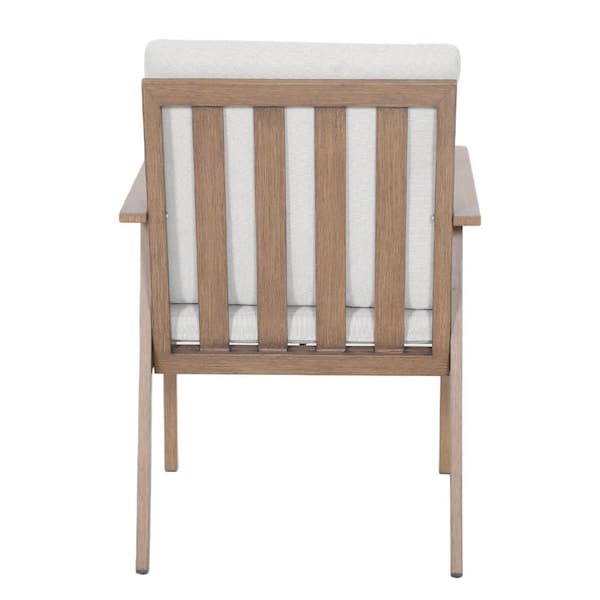 Light Wood Aluminum Outdoor Dining Chairs, Patio Dining Chair with