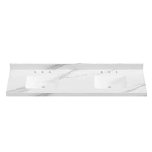 Elpida 73 in. W x 22 in. D Engineered Composite White Rectangular Double Sink Vanity Top in White