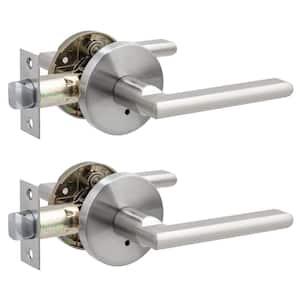 CozyBlock Privacy Door Lever Handle Brushed Nickel Finish Easy to Lock and Unlock for Bedroom and Bathroom (Set of 2)