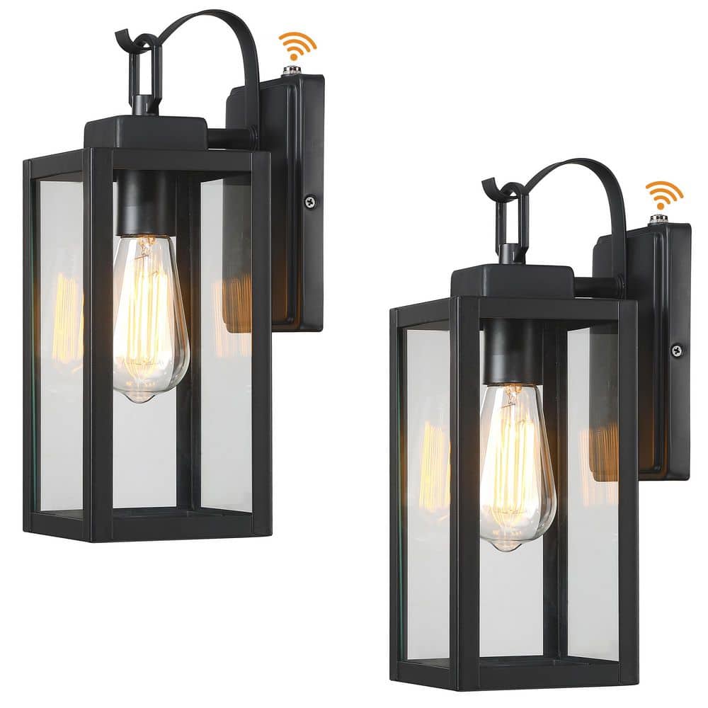 Uixe 1-Light Matte Black Hardwired Outdoor Wall Lantern Sconce